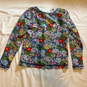 Hanna Andersson Girls Rash Guard Floral Swim Top Size 5 Long Sleeve